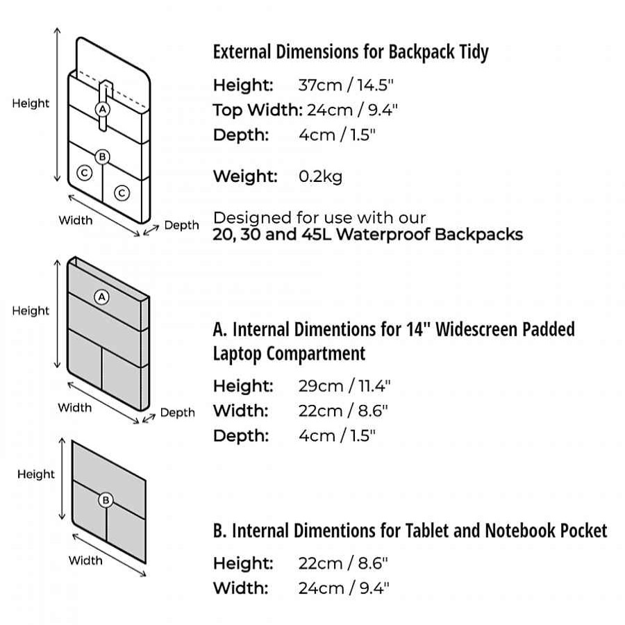 Backpacks Overboard | Overboard Laptop Tablet Organizer M For Backpacks